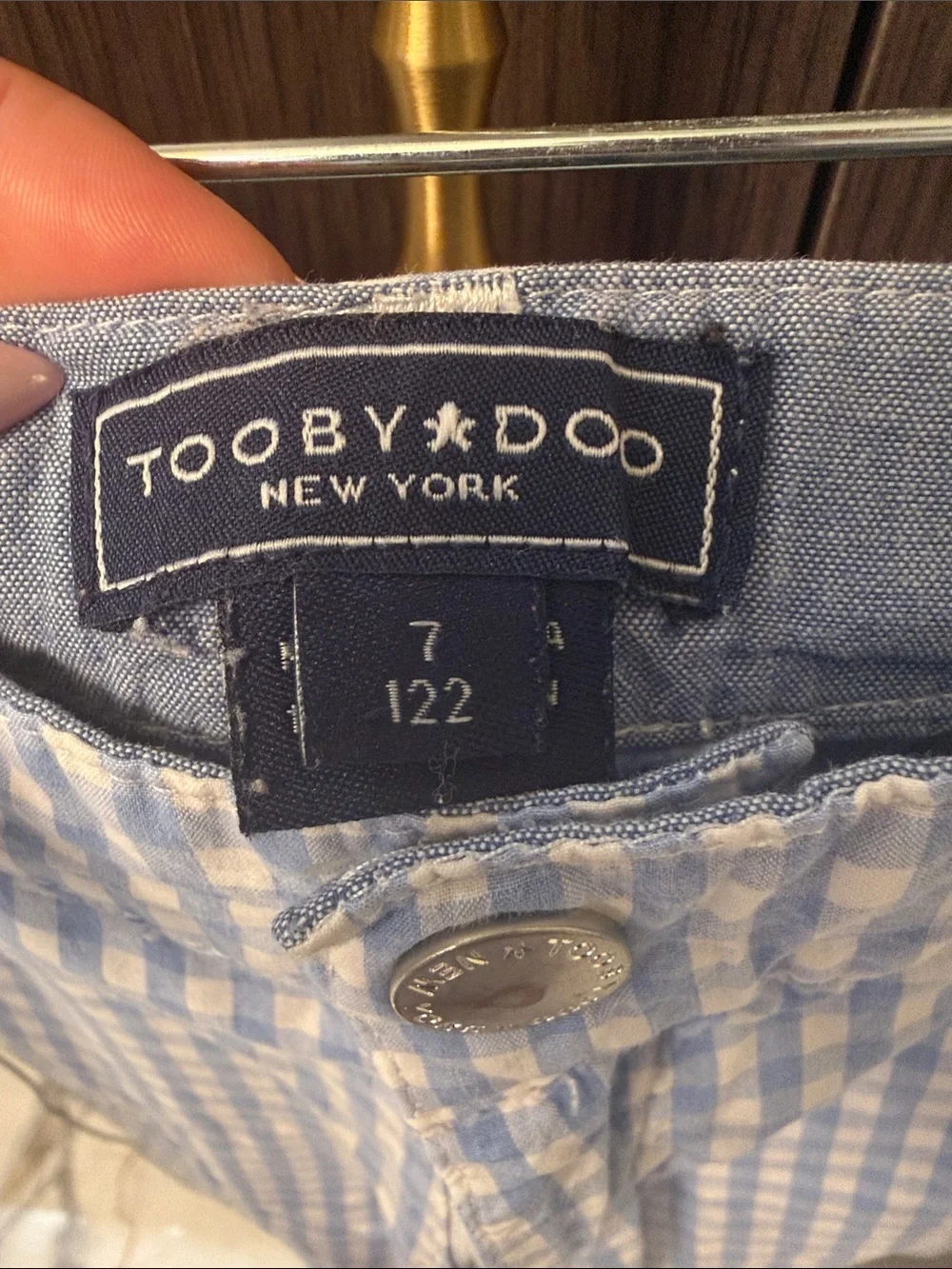 Toobydoo Light Blue and White Gingham Kids Shorts
